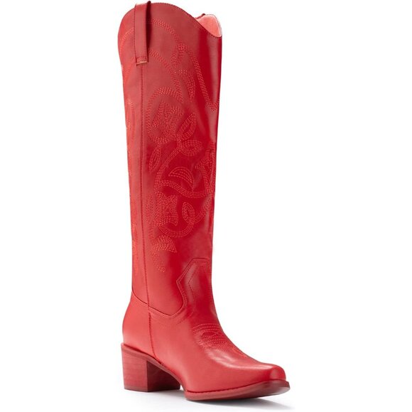 Cowboy Boots For Women Pointy Toe Western Boots Cowgirl Boots Mid Calf Boot Red - Picture 2 of 7